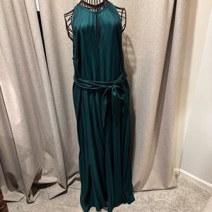 Ted Baker Meriahh Dark Green Halter Wide Leg Jumpsuit - Size 4 (US 10/12/14)
